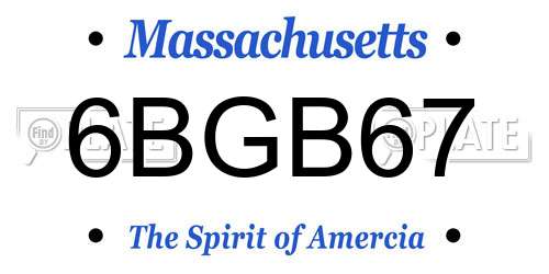 6BGB67 Massachusetts License Plate
