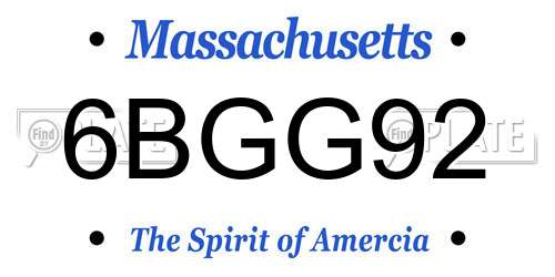 6BGG92 Massachusetts License Plate