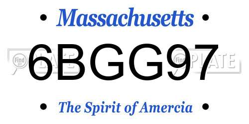 6BGG97 Massachusetts License Plate