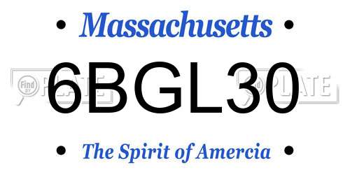 6BGL30 Massachusetts License Plate