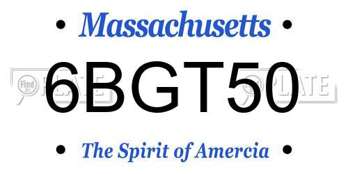 6BGT50 Massachusetts License Plate