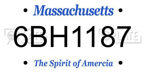 6BH1187 Massachusetts License Plate