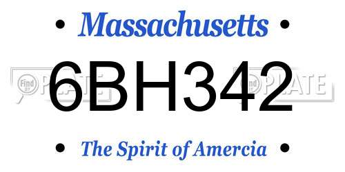 6BH342 Massachusetts License Plate