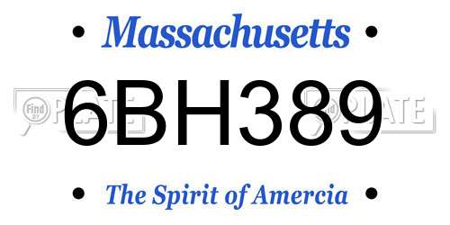 6BH389 Massachusetts License Plate