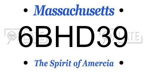 6BHD39 Massachusetts License Plate