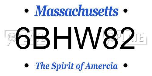 6BHW82 Massachusetts License Plate