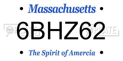 6BHZ62 Massachusetts License Plate