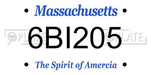 6BI205 Massachusetts License Plate