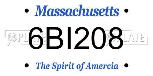 6BI208 Massachusetts License Plate