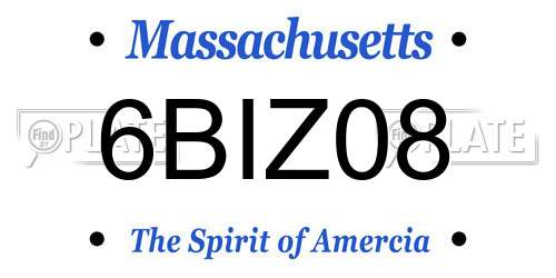 6BIZ08 Massachusetts License Plate