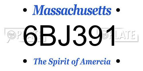 6BJ391 Massachusetts License Plate