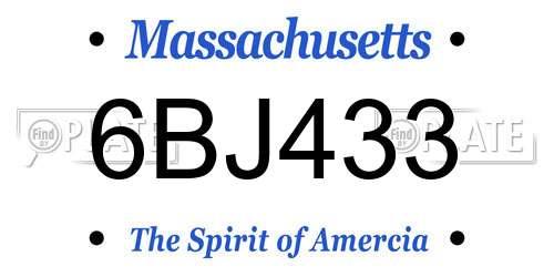 6BJ433 Massachusetts License Plate