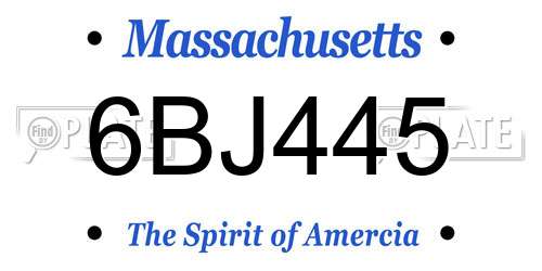 6BJ445 Massachusetts License Plate