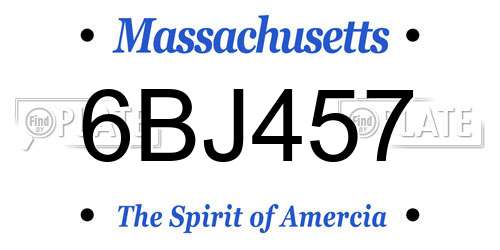 6BJ457 Massachusetts License Plate