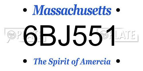 6BJ551 Massachusetts License Plate