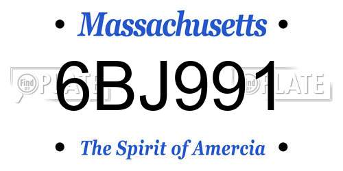 6BJ991 Massachusetts License Plate