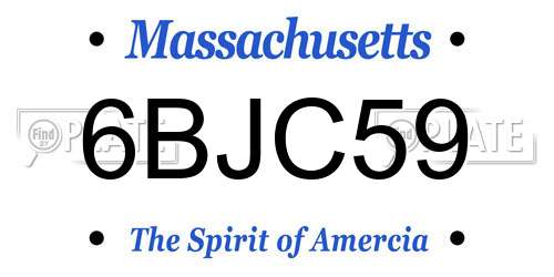 6BJC59 Massachusetts License Plate