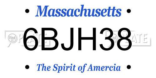 6BJH38 Massachusetts License Plate