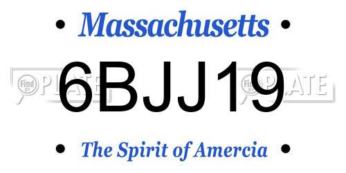 6BJJ19 Massachusetts License Plate