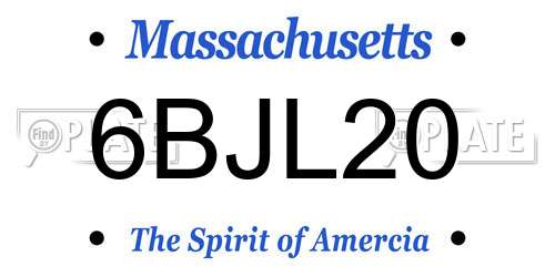 6BJL20 Massachusetts License Plate