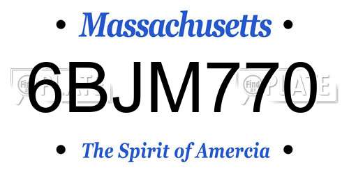 6BJM770 Massachusetts License Plate