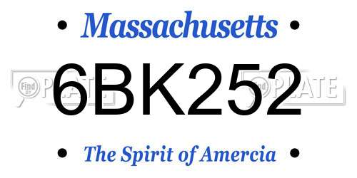 6BK252 Massachusetts License Plate