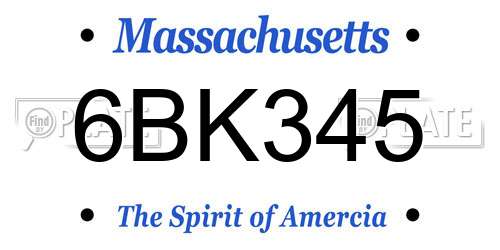 6BK345 Massachusetts License Plate