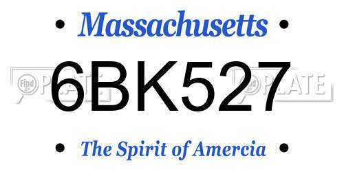 6BK527 Massachusetts License Plate