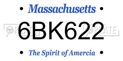 6BK622 Massachusetts License Plate