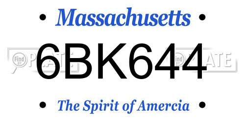 6BK644 Massachusetts License Plate