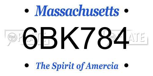 6BK784 Massachusetts License Plate