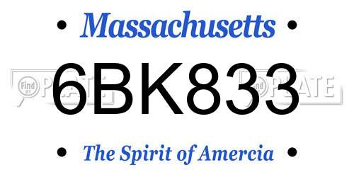 6BK833 Massachusetts License Plate
