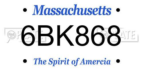 6BK868 Massachusetts License Plate