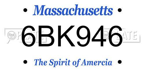6BK946 Massachusetts License Plate