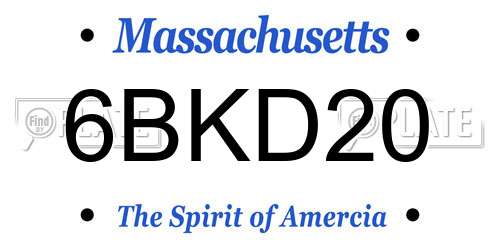 6BKD20 Massachusetts License Plate