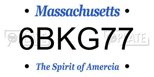 6BKG77 Massachusetts License Plate