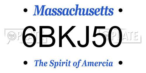 6BKJ50 Massachusetts License Plate