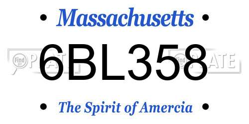 6BL358 Massachusetts License Plate