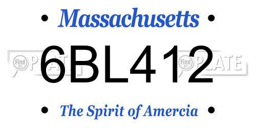 6BL412 Massachusetts License Plate