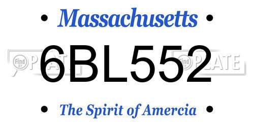 6BL552 Massachusetts License Plate