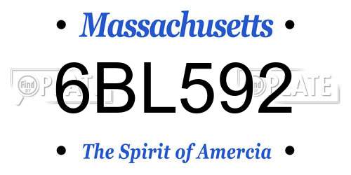 6BL592 Massachusetts License Plate