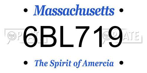 6BL719 Massachusetts License Plate