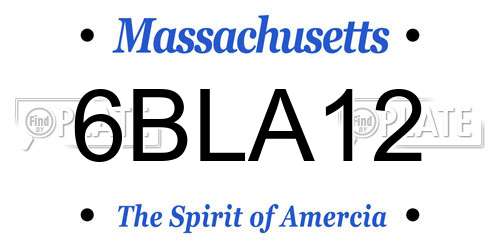 6BLA12 Massachusetts License Plate