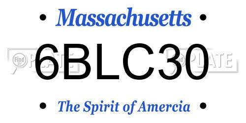 6BLC30 Massachusetts License Plate