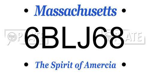 6BLJ68 Massachusetts License Plate