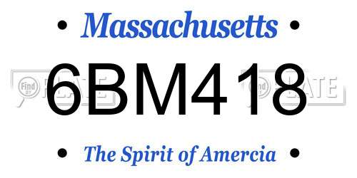 6BM418 Massachusetts License Plate