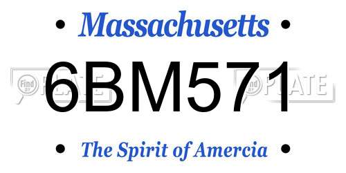 6BM571 Massachusetts License Plate