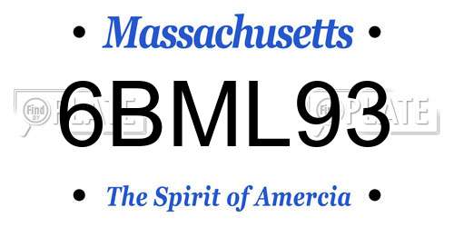 6BML93 Massachusetts License Plate