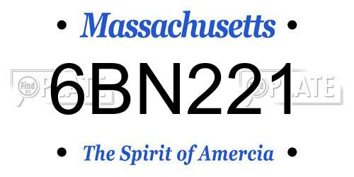 6BN221 Massachusetts License Plate