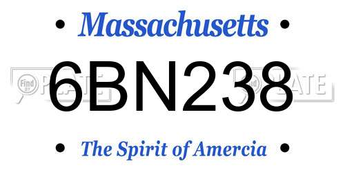 6BN238 Massachusetts License Plate